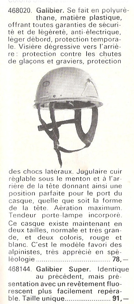 casque galibier, catalogue v.c. 1976